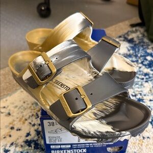 Birkenstock Arizona EVA Sandals in Gray and Gold
